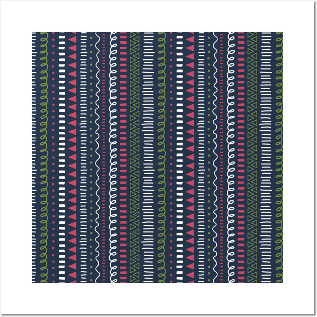 Vertical Doodle Tribal Stripes Wall Art by Sandra Hutter Designs